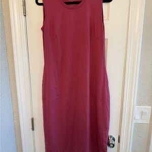 WoolX Women’s Merino Wool Sleeveless Midi Dress Medium Burgundy Red USA Made
